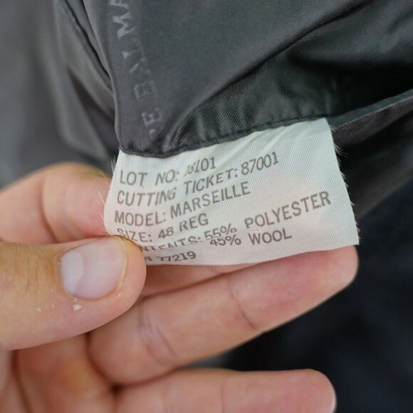 Pierre Balmain Wool Blend Suit Jacket Gray W Blue White Red Striped 46R 2 Button - Picture 10 of 13